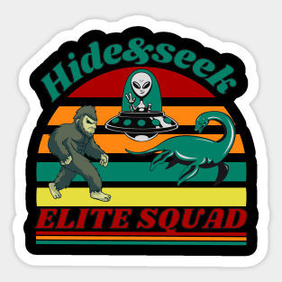 Retro Bigfoot, Alien And Loch Ness Monster Sticker